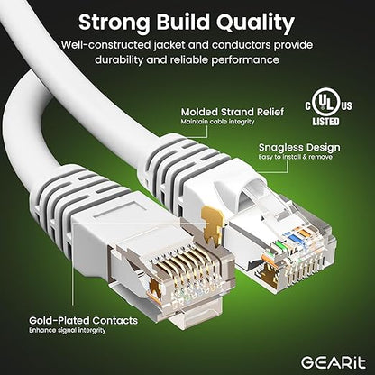 GEARit Cat 6 Ethernet Cable Cat6 Network Patch, Snagless Cord, Internet