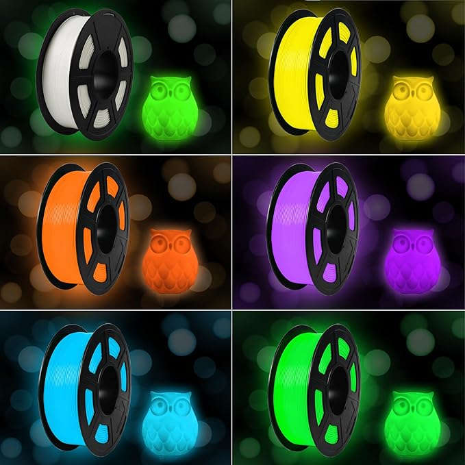 SUNLU PETG Glow in The Dark Filament Bundle, Luminous PETG 3D Printer Filament