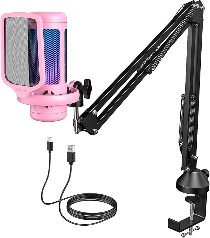 TONOR Gaming Microphone Arm Set, RGB Condenser Mic