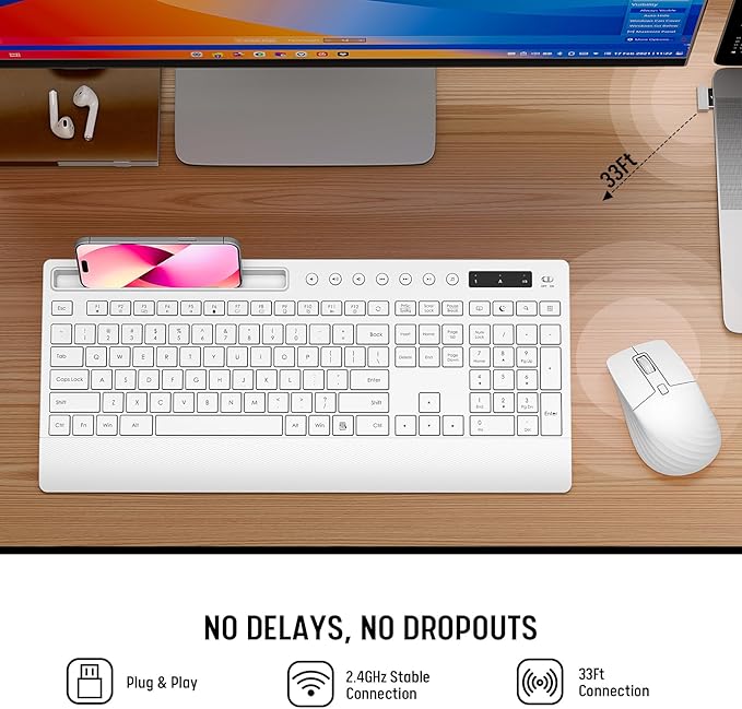 White Wireless Keyboard and Mouse Combo