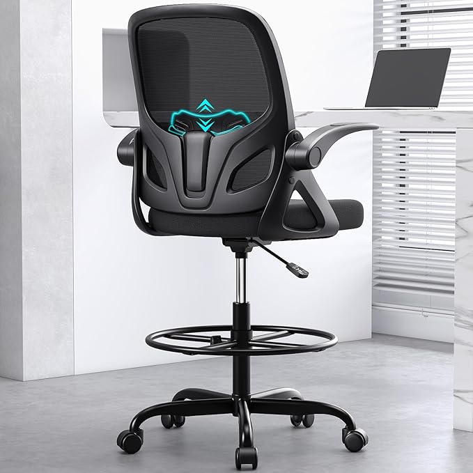 Tall Drafting Chair with Footrest Ring