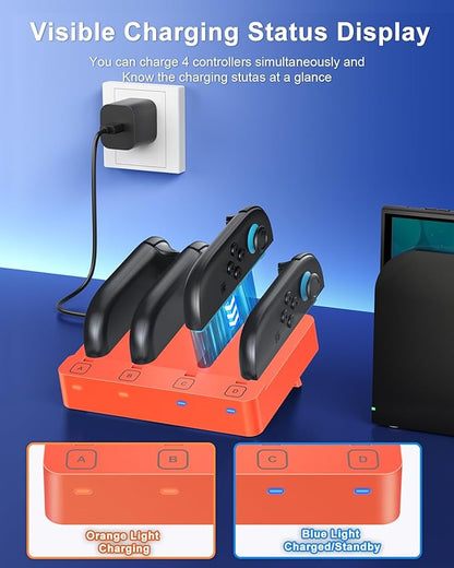 Charger for Nintendo Switch 2 and Switch 1 Controller, Horizontal Charging Dock