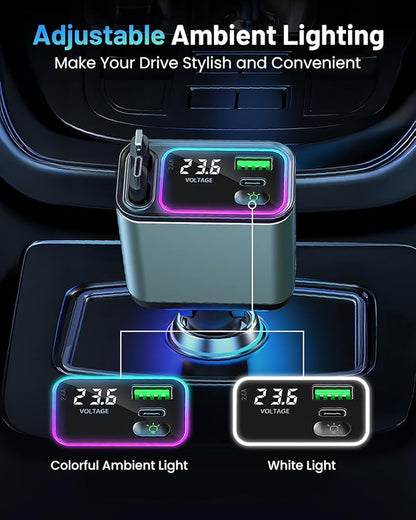 4 in 1 Retractable Car Charger