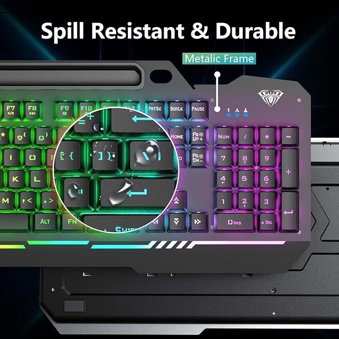 AULA Gaming Keyboard, T102 104 Keys Gaming Keyboard and Mouse Combo