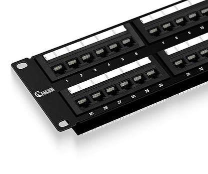 NewYork Cables 48 Port Cat6 Patch Panel – 10Gb Ethernet, 2U Rackmount 19-Inch