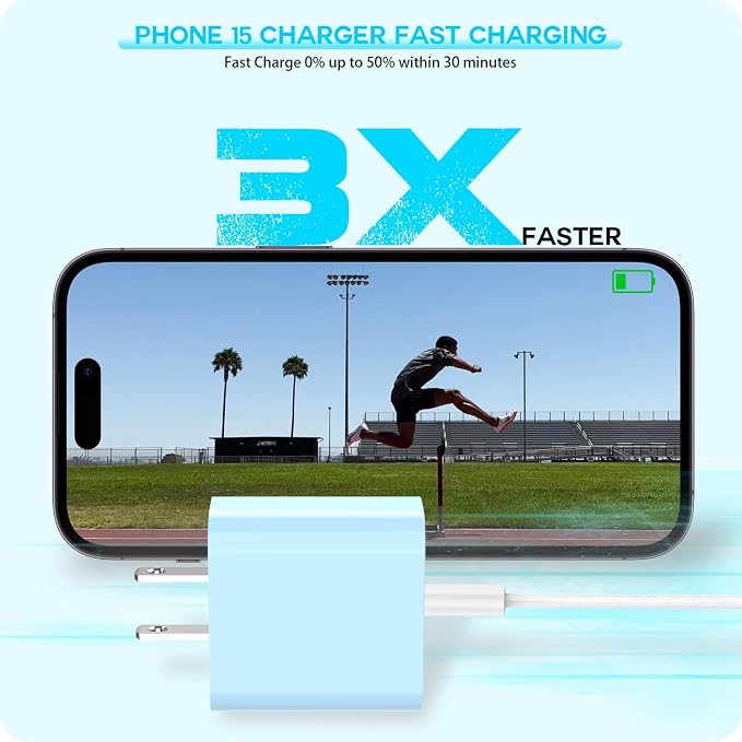 【Apple MFi Certified】20W USB C Fast Charger iPhone 16 15 Charge Block 3Pack 6