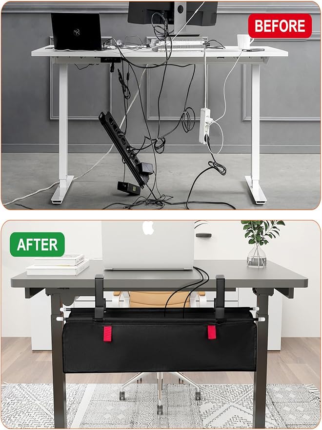 No Drill Under Desk Cable Management Tray
