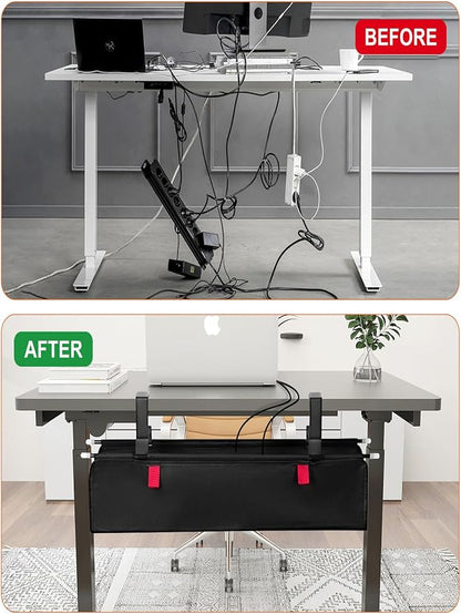 No Drill Under Desk Cable Management Tray