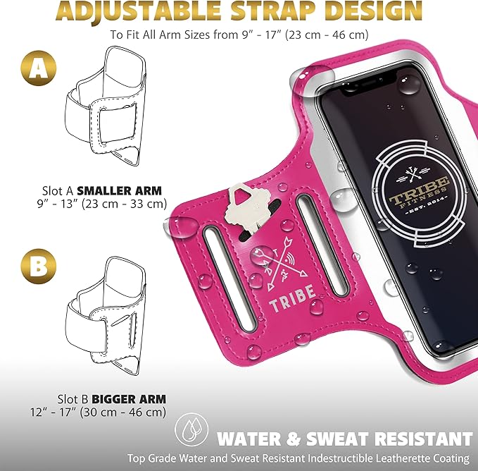 TRIBE Running Phone Holder Armband. iPhone & Galaxy Cell Phone Sports Arm Bands