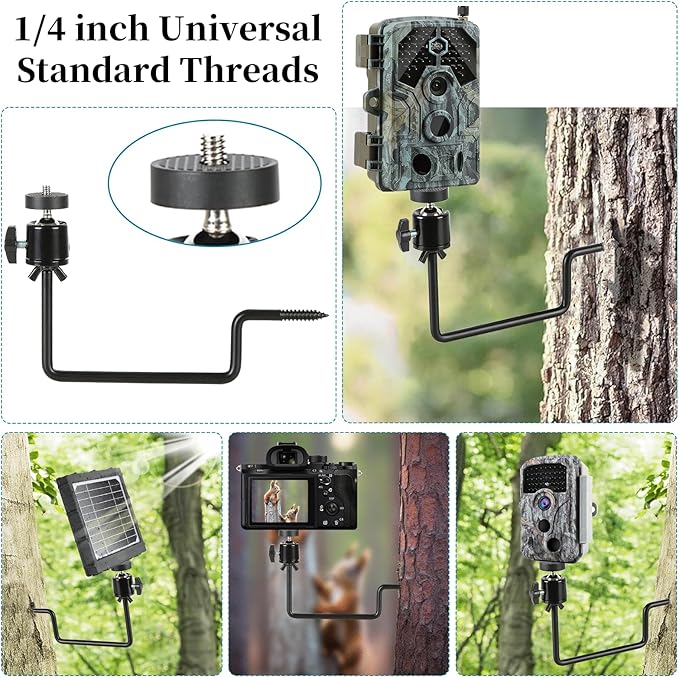 Trail Camera Mount, Hunting Accessories, 360° Adjustable Tree Screw Mounting