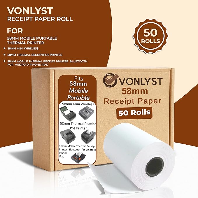 Receipt Paper Roll for 58mm Mobile Portable Thermal Printer