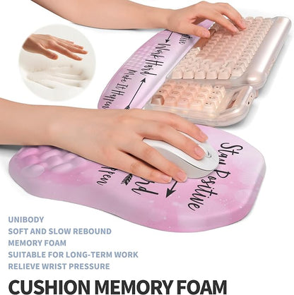 2-in-1 Ergonomic Set, Wave Keyboard Wrist Rest and Massage Slope Mouse Pad