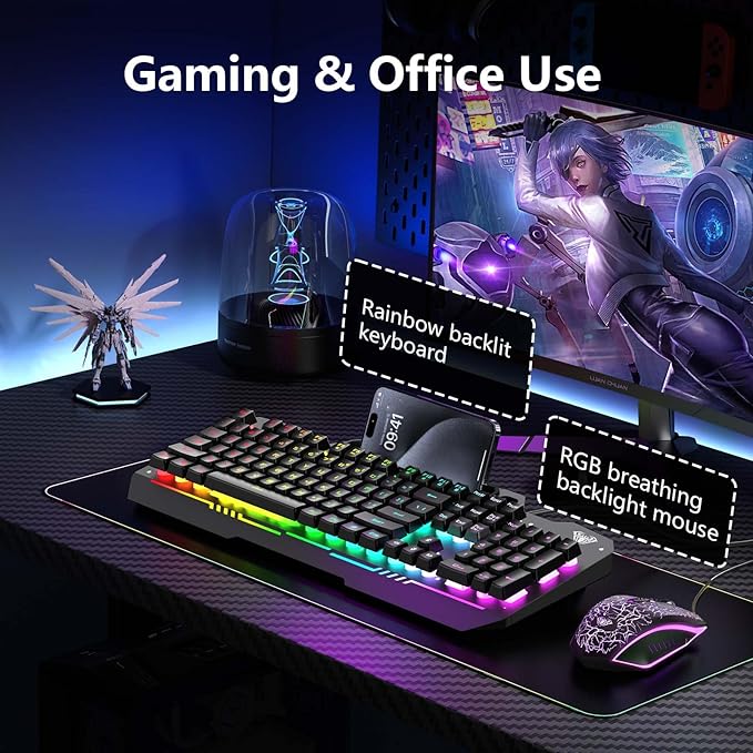 AULA Gaming Keyboard, T102 104 Keys Gaming Keyboard and Mouse Combo