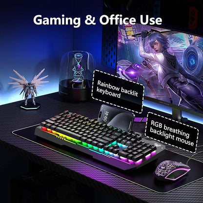 AULA Gaming Keyboard, T102 104 Keys Gaming Keyboard and Mouse Combo