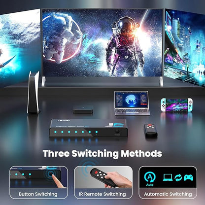 HDMI 2.1 Switch 4 in 1 Out 8K@60Hz 4K@120Hz, 4 Ports HDMI Switcher Selector
