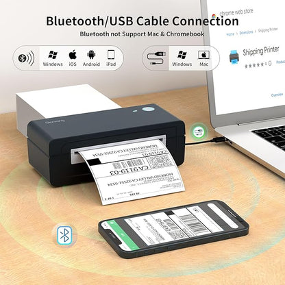 Bluetooth Thermal Shipping Label Printer, 4X6 Inkless Label Machine
