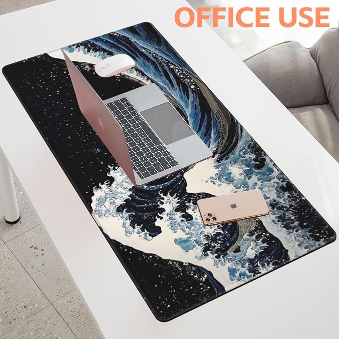 Mouse Pad Large Wave in The Night Sky Non-Slip Game Desk Mat