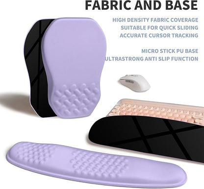 2-in-1 Ergonomic Set, Wave Keyboard Wrist Rest and Massage Slope Mouse Pad