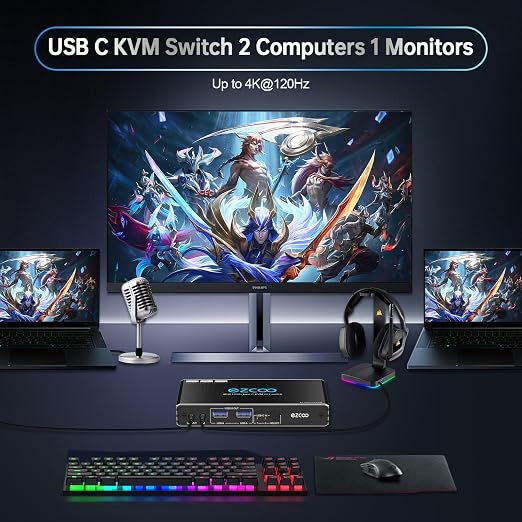 4K@120Hz USB-C HDMI2.1 KVM Switch