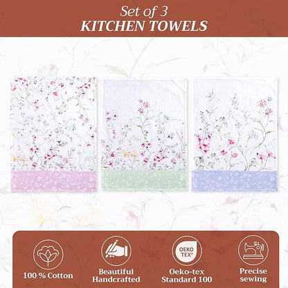 Maison d' Hermine Kitchen Towels Set of 3 100% Cotton 27.50" x 20" Reusable