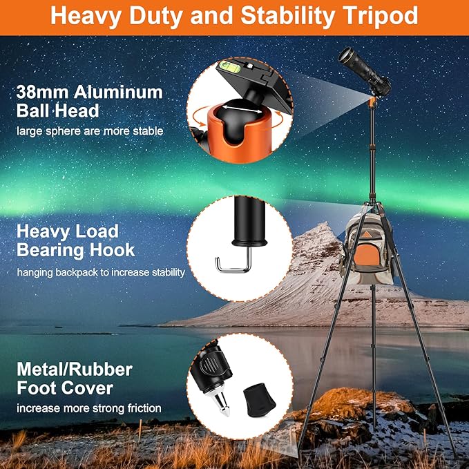 JOILCAN Tripod for Camera, Heavy Duty Travel Tripod for Binoculars Spotting