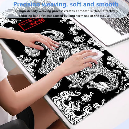Black and White Mouse Pad Extra Large Gaming Mousepad XL Dragon Desk Mats