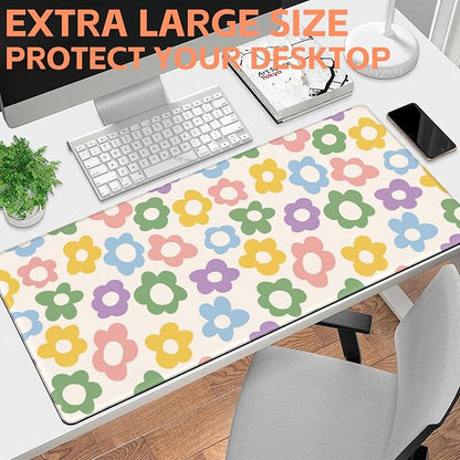 Mouse Pad Large Vintage Groovy Flowers Non-Slip Gaming Desk Mat
