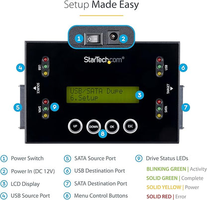 StarTech.com 1:1 Standalone Hard Drive and USB Thumb Drive Duplicator/Eraser