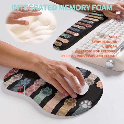 2-in-1 Ergonomic Set, Wave Rise Keyboard Wrist Rest and Massage Bulge Slope