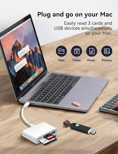SD Card Reader, USB C to Micro SD/TF/CF Memory Card Reader, 4 in 1 USB Type C