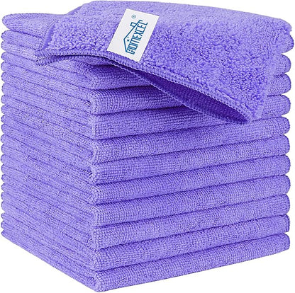 HOMEXCEL Purple Microfiber Cleaning Cloth, 12 Pack Premium Microfiber Towels