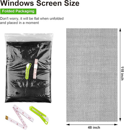 Ouskr Replacement Window Screens Kit, 48X118 Inch Durable Window Screen Mesh