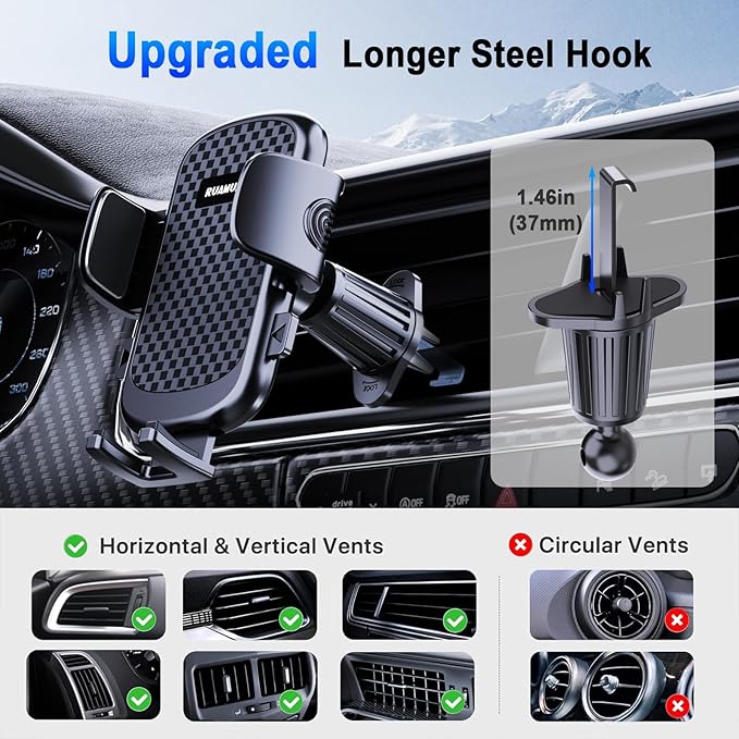 Car Phone Holder for Horizontal/Vertical VentUniversal Cellphone Stand Car