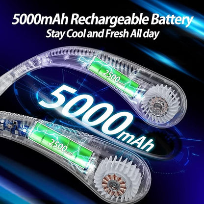 AMACOOL Bladeless Neck Fan Portable Personal Fan 5000mAh Rechargeable Battery