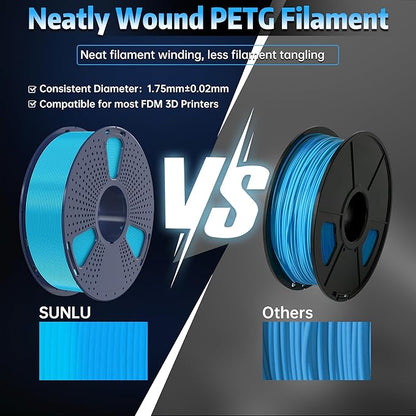 SUNLU PETG Glow in The Dark Filament, Luminous PETG 3D Printer Filament 1.75mm