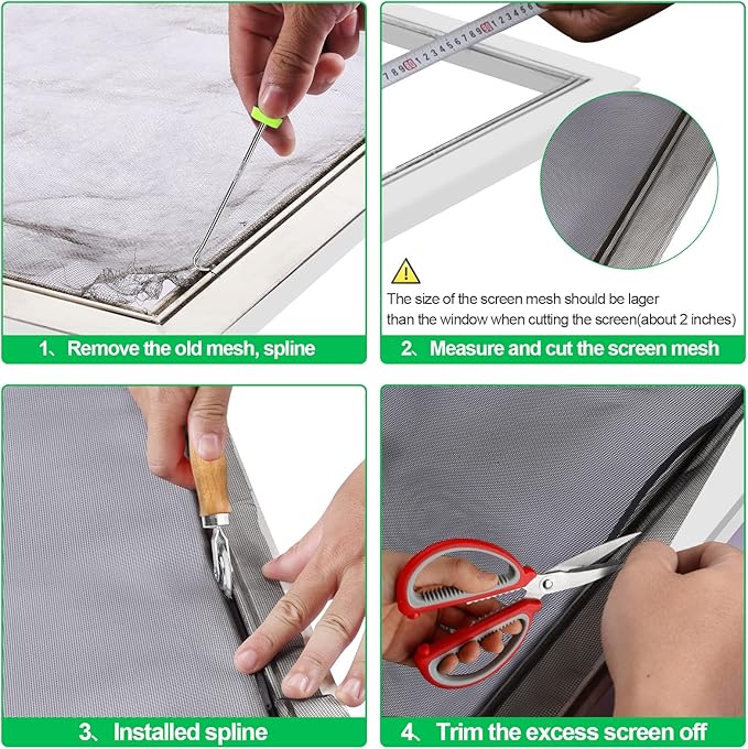 QWR Pet Proof Window Screen Replacement Kit, Patio and Windows.