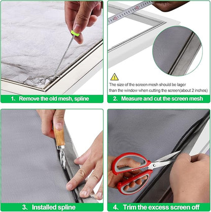 QWR Pet Proof Window Screen Replacement Kit, Patio and Windows.