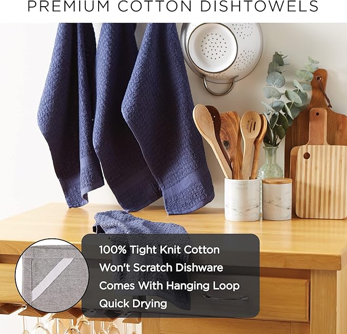 DII Basic Terry Collection Waffle Dishtowel Set, Solid Honey Gold, 4 Piece