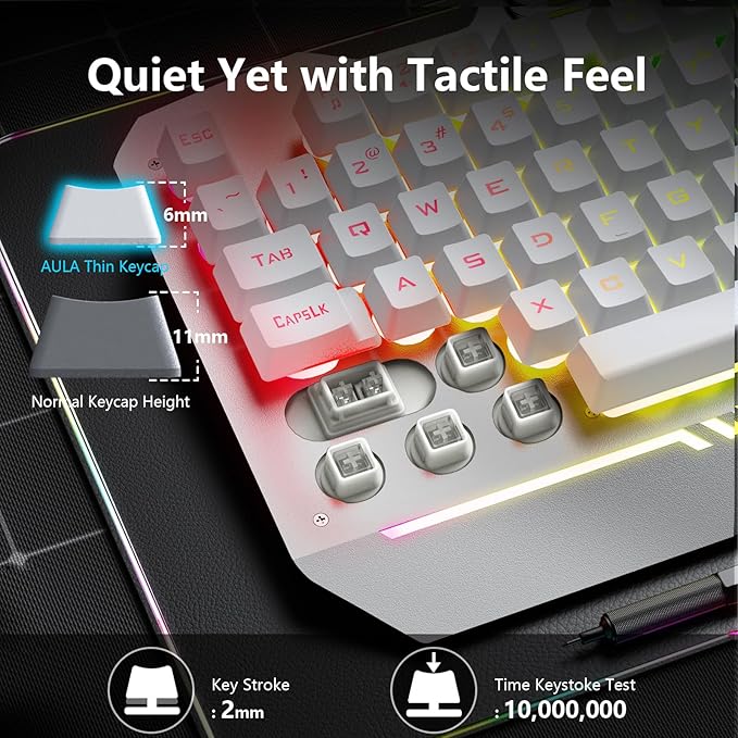 AULA Gaming Keyboard, T102 104 Keys Keyboard and Mouse Combo, USB Wired