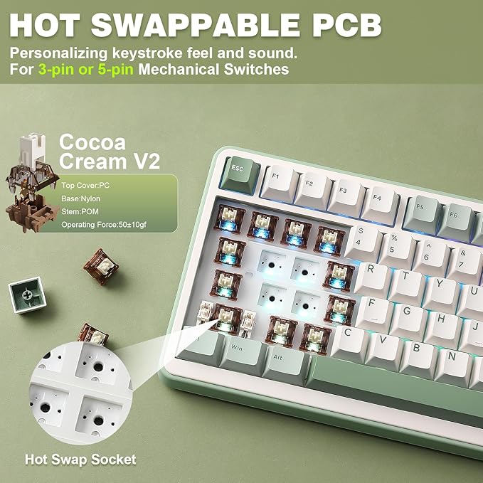 YUNZII B75 PRO Wireless Mechanical Keyboard, 75% Layout