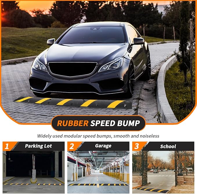 Heavy Duty Speed Bumps for Driveway, 2 Pack 6Ft Rubber Speed Bumps, 2 Channel