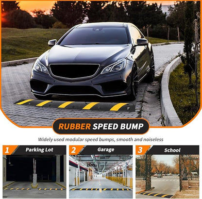 Heavy Duty Speed Bumps for Driveway, 2 Pack 6Ft Rubber Speed Bumps, 2 Channel