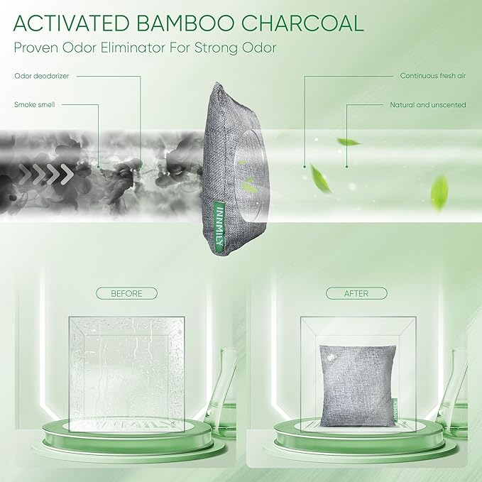 Activated Charcoal Odor Absorber, Large 500g w Hooks Nature Odor Remover