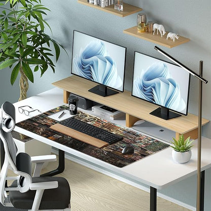 Futuristic Fantasy Mouse Pad, Cyberpunk Style Desk Mat, Extended XL Gaming