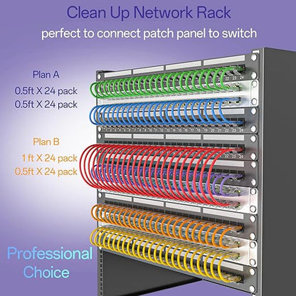 Cat6a Patch Cables 2ft Slim, Cat6 Ethernet Patch Cable Pure Copper, Flexible