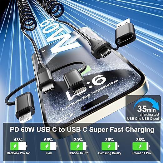 Coiled Multi Charging Cable