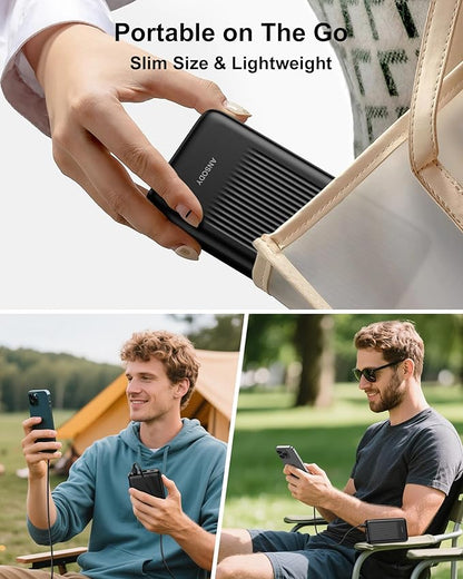 2-Pack 10000mAh Power Bank Fast Charging, 22.5W Compact USB C Portable Charger
