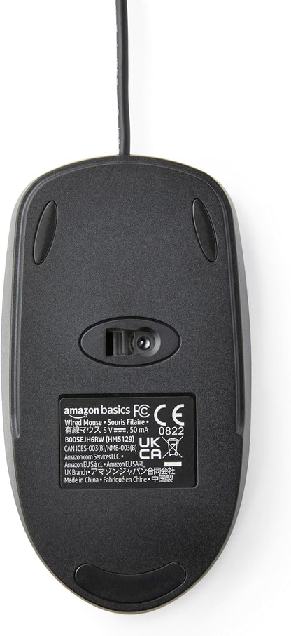 Amazon Basics 3-Button Wired USB Computer Mouse