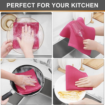 Kitinjoy 100% Cotton Kitchen Dish Cloths, 8 Pack Waffle Weave Ultra Soft