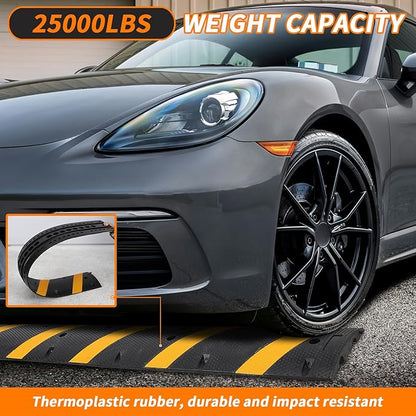 Heavy Duty Speed Bumps for Driveway, 2 Pack 6Ft Rubber Speed Bumps, 2 Channel